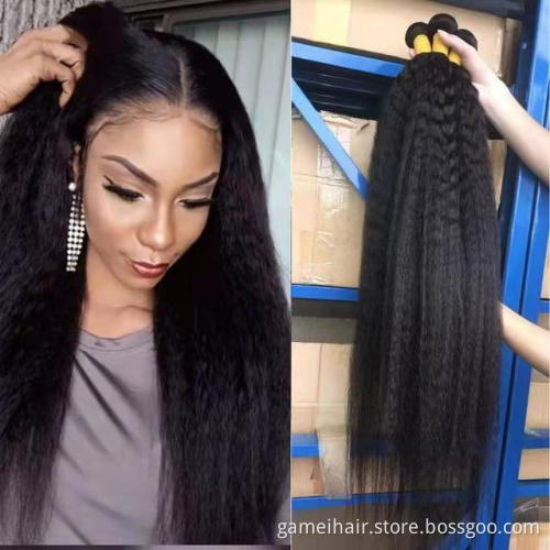 Afro Yaki kinky curly straight human hair bundles cuticle aligned Yaki hair bundles Brazilian virgin hair vendors